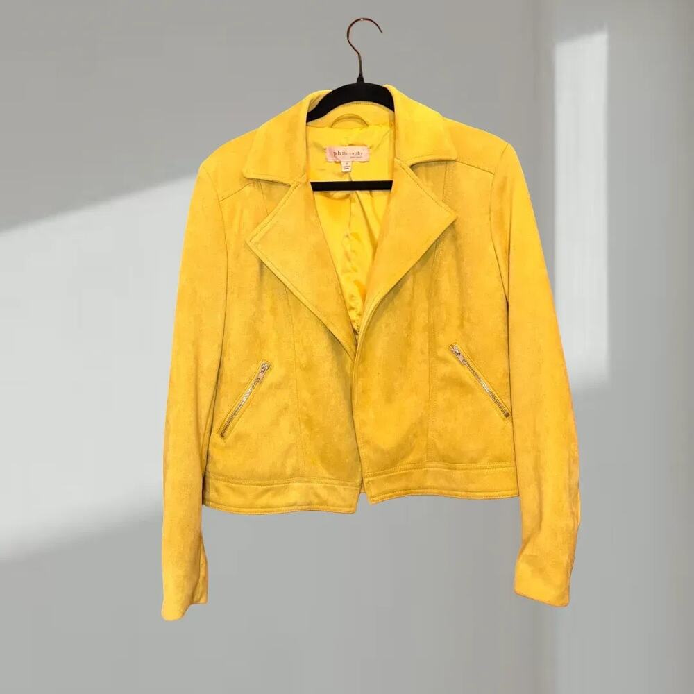 Philosophy Jacket -Faux-Leather/Suede Cropped– Women’s S (Yellow)
